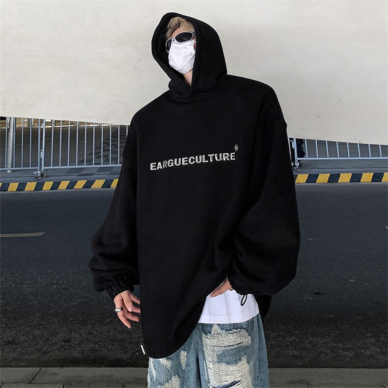 小众金属立体印花垫肩宽松休闲连帽套头男女卫衣WY488-P85加绒P95,男装卫衣,电商B289-1