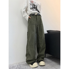 新款宽松牛仔裤男韩版潮流百搭裤子坠感阔腿拖地长裤N0941-P75，男装牛仔裤，星座308B-2