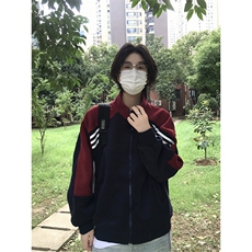 抖音得物高品质重磅26春装美式高街重磅织带拼接撞色立领卫衣外潮，男装卫衣，电商A443