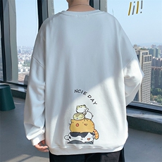 S6090-P35加绒P40春季圆领卫衣男大码韩版宽松长袖外套男，男装卫衣，电商A040