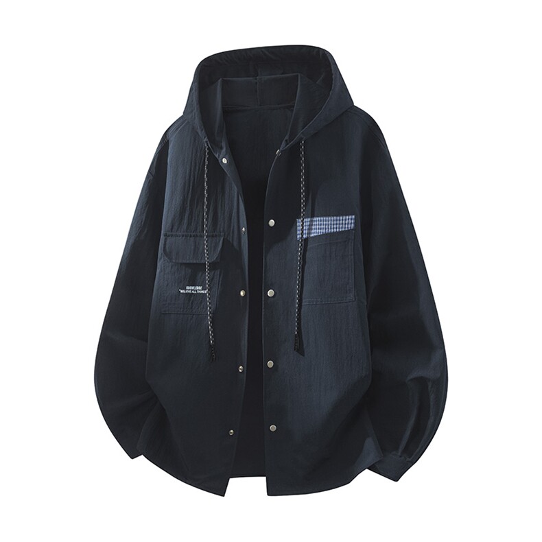 85817-P60M-8XL2026春季新款大码连帽开衫天丝棉衬衫外套，男装衬衫，星座109