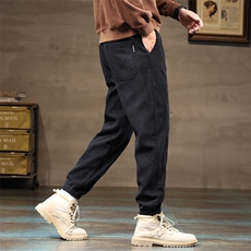 秋冬新品加绒保暖纯色运动裤宽松束脚休闲裤卫裤男C9029加绒-P45，商品下架区，星座224-1