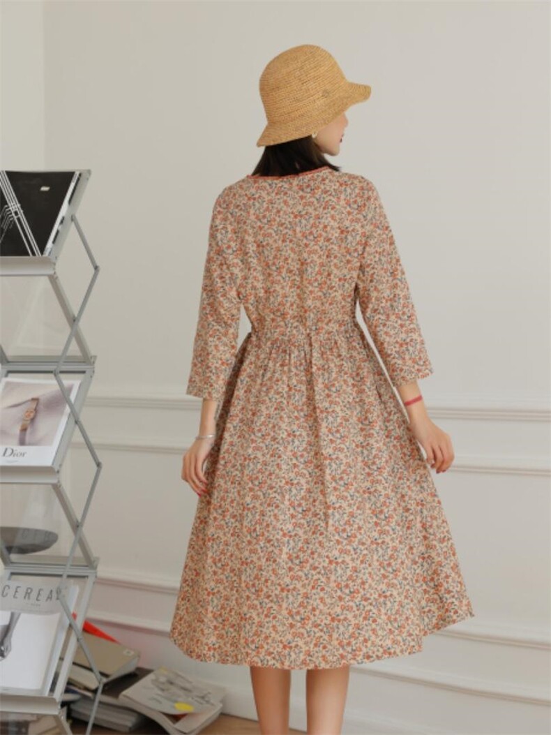 现货春款花边撞色连衣裙，女装连衣裙，卓儿衣人