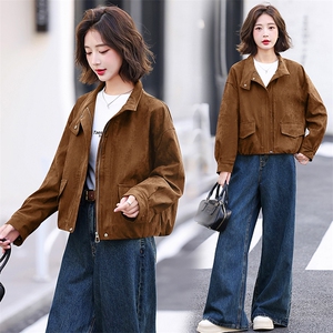 欧货立领短款风衣外套女2024春秋新款小个子宽松休闲百搭夹克上衣，女装短外套，木子恋