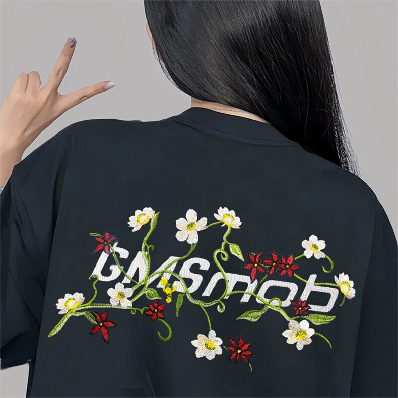 M448-P35刺绣款短袖运动宽松情侣百搭半袖T恤，男装T恤，星座617A-1（原B318A）