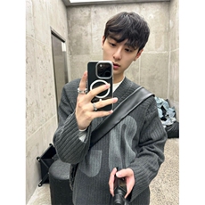 706-1-MY6011-P53特P秋季美式复古宽松V领毛衣针织球衣外套潮，男装针织衫/毛衣，星座706-1