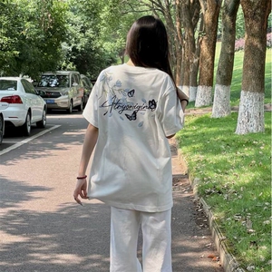 万针全刺绣解构设计260克重磅双纱纯棉高品质美式高街短袖T恤特35图片