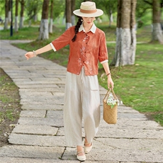 2026年夏季时尚刺绣撞色拼接两件套套装女，女装套装/套裙，依路服饰