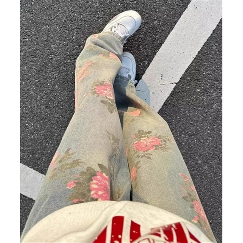 玫瑰满印花牛仔裤男秋冬cleanfit提花裤子直筒微喇弯刀裤N1311,男装牛仔裤,星座1116A（原606A-3）