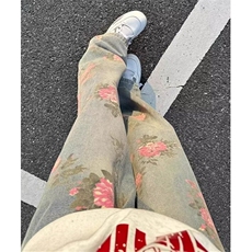 玫瑰满印花牛仔裤男秋冬cleanfit提花裤子直筒微喇弯刀裤N1311，男装牛仔裤，星座1116A（原606A-3）
