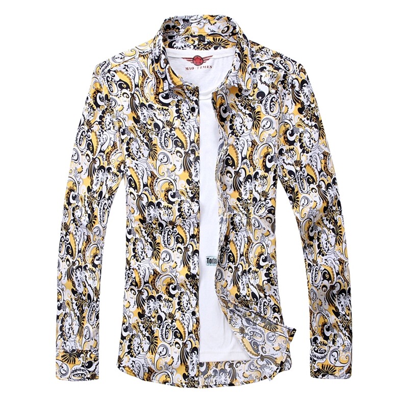 2024秋新款长袖大码衬衫翻领衬衫花衬衫9690P35平铺图，男装衬衫，星座1106-1