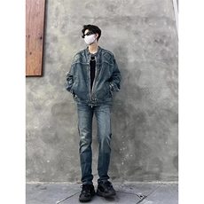 春秋季小众复古做旧牛仔夹克外套废土拉链大口袋JK8637，男装夹克，星座1116A（原606A-3）