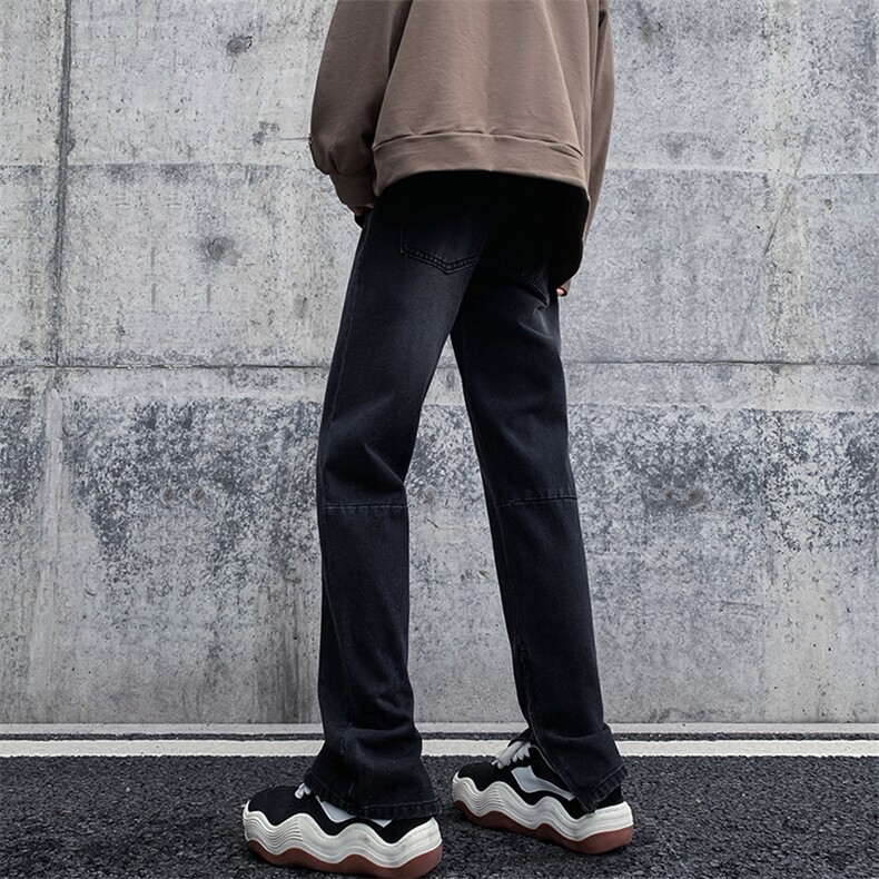 现货秋冬高街vibe修身长裤黄泥染拉链牛仔裤男K823-P55,男装牛仔裤,星座205