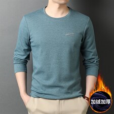 21冬季新款加绒上衣宽松圆领纯色圆领休闲保暖T恤男士GR5962-P65,男装T恤,电商B212（原钱塘6029）