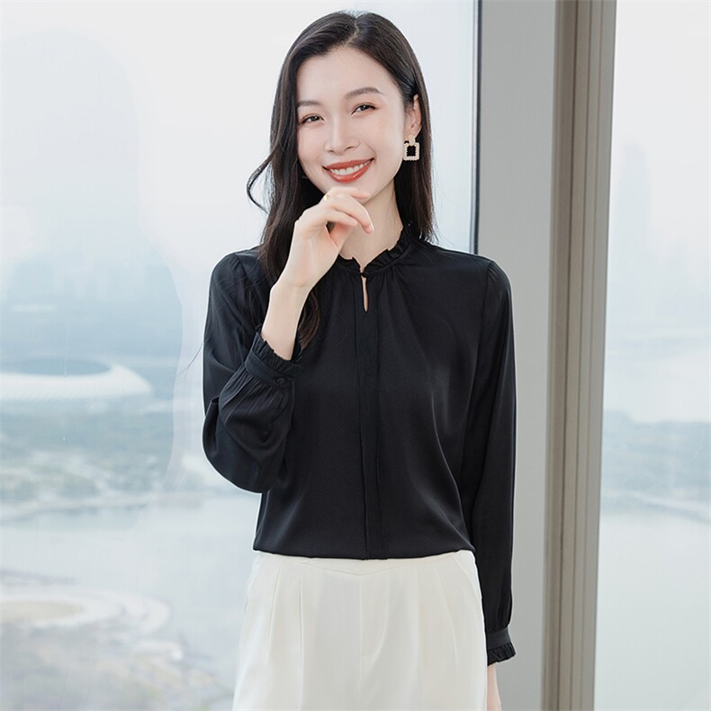 轻奢真丝衬衫女长袖2026年春夏季新款气质花边丝绸真丝上衣衬衣,女装衬衫,阿舍尔精品