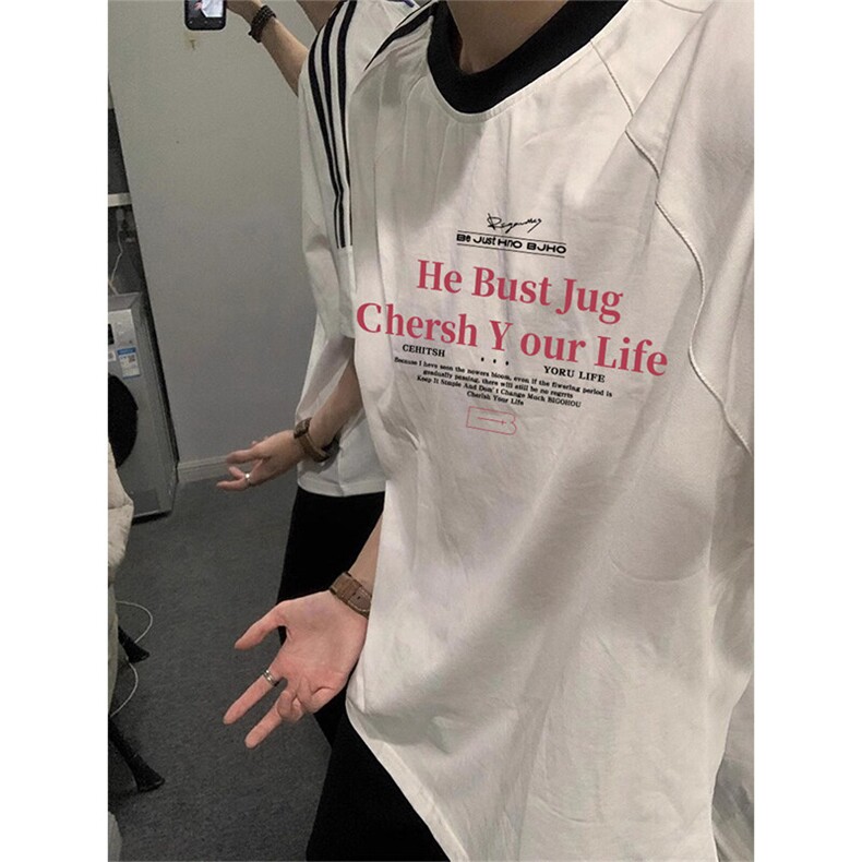 夏季美式高街重磅纯棉三条杠织带撞色男女短袖T恤ZD602-特P30图片