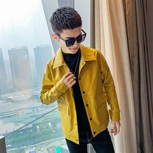 镜面革亮闪皮衣秋冬新款社会小伙机车服外套 A328-20312-P85图片