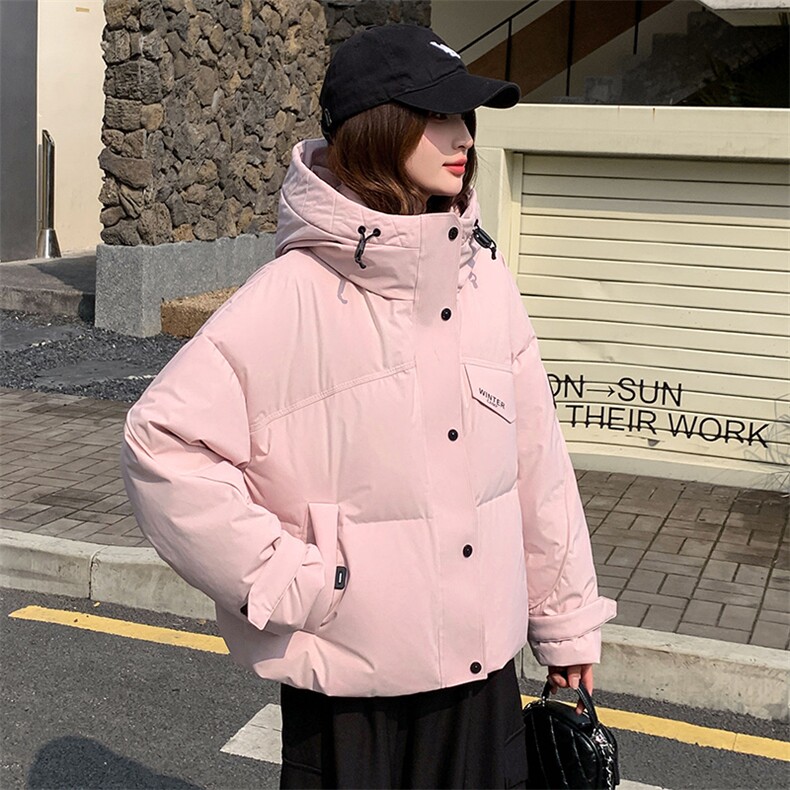 现货2025冬装新款加厚保暖白鸭绒短款连帽羽绒服女,女装羽绒服,苗苗