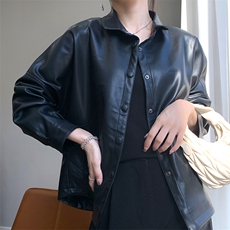 时尚韩版宽松显瘦百搭黑色皮衣外套女秋冬季新款气质休闲上衣，女装皮衣，佳绒高端店