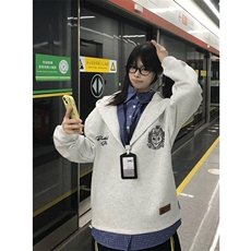 美式潮牌格子衬衫假两件连帽卫衣男女秋冬学院风WY3080，男装衬衫，星座516A