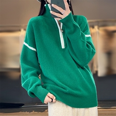 女士秋冬季新款时尚显瘦拉链款羊毛衫，女装羊毛衫，奢优羊绒