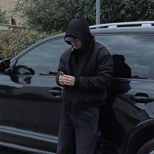 抖音得物 美式潮休闲夹克春季立领纯色复古工装加厚棉服外套AMY01图片