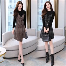 2021冬季新款时尚气质羊毛呢连衣裙，女装连衣裙，金典明美