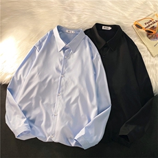 EY40春季抗皱港风宽松休闲男女长袖纯色光板衬衫衬衣外套平铺P30，男装衬衫，电商C306-1