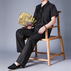 GBN-A-1夏季男式风唐装衬衫香云纱纯短袖套装P555，男装衬衫，电商B360