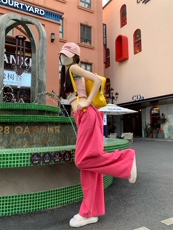 2024夏季多巴胺糖果色高腰牛仔裤女纯色宽松直筒长裤女休闲裤潮，男装休闲裤，星座716-2