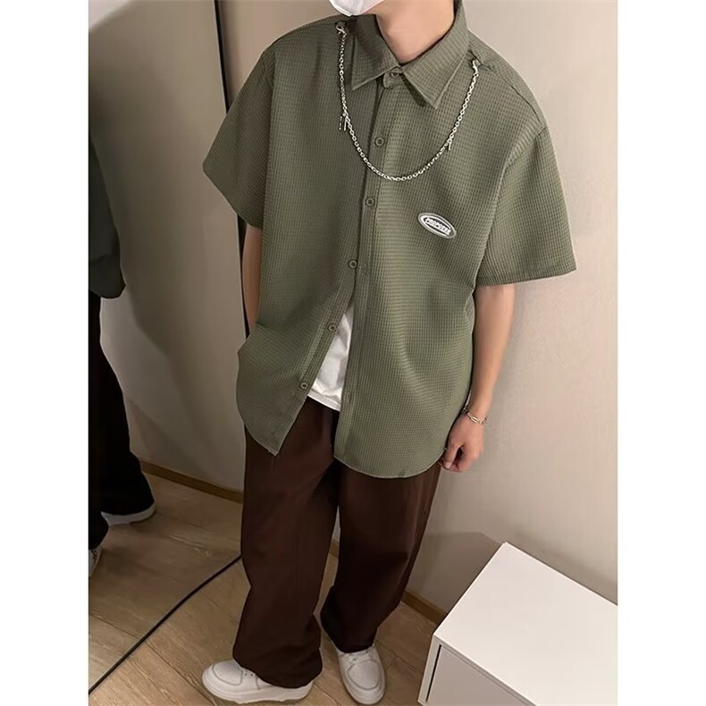 2024衬衫男夏装港风学生宽松小众设计感新款男上衣外穿CY684-P35,男装衬衫,星座412-3