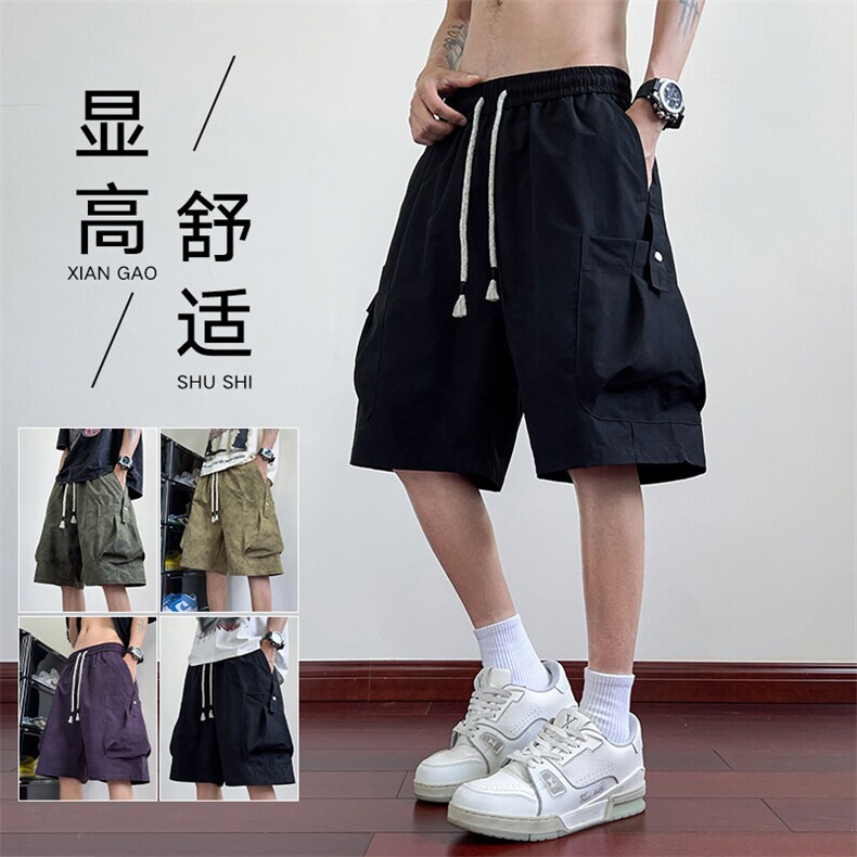红木地板夏季冰感卫裤休闲短裤男拼接工装裤五分裤A436-2513-P40,男装休闲裤,电商A436