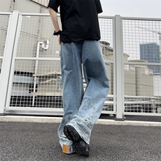 美式高街Vibe牛仔裤男痞帅炸街倒装牛仔裤小众情侣长裤K55033-p50，男装牛仔裤，星座1008
