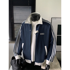 美式三条杠拼接400g重磅华棉卫衣男W50891特P49W50891J加绒特P55，男装卫衣，电商A001