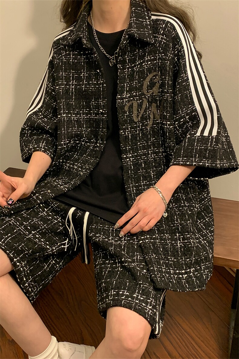 1中性小香风短袖衬衫DCS9018P45短裤DK8797P40套装DTZ9028P85,男装休闲套装,星座226-2