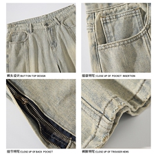 高街百搭小众拉链开衩牛仔短裤休闲五分裤B315-K23219-p45控58，男装牛仔裤，电商B315