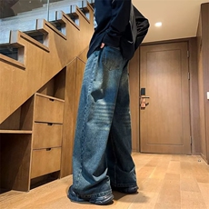 设计感复古宽松牛仔裤男春秋美式水洗直筒宽松休闲裤子G5519-P45，男装牛仔裤，星座1008