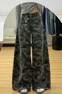 直筒裤原宿迷彩休闲裤男女 美式高街长裤G0157/P45图片