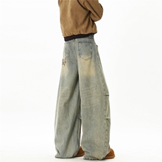 【现货】XZ612-K5140-特P59春款美式复古做旧脏染牛仔裤弯刀裤，男装牛仔裤，星座612