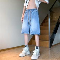 美式复古牛仔短裤男士夏季薄款宽松大码N1014P35，男装牛仔裤，星座1116-2
