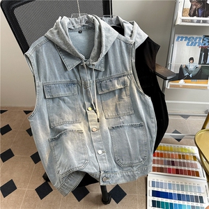 MJ213-p58-限价88 M-5XL oversize cleanfit宽松大码牛仔马甲图片