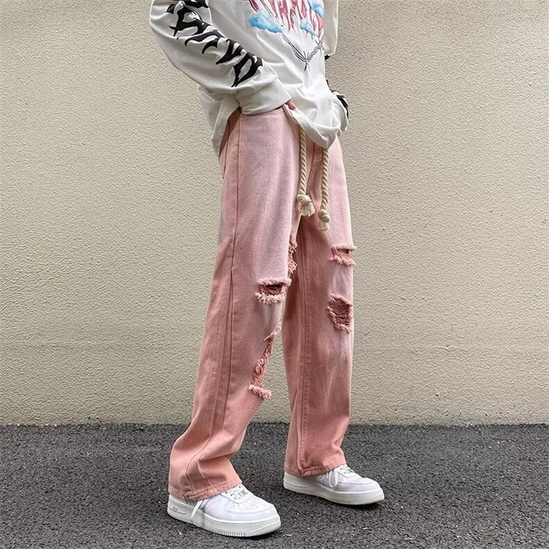 218-1-P45-NK586新款时尚休闲潮男百搭破洞牛仔裤,男装牛仔裤,四季星座218-1