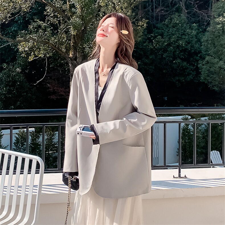 【现货】2025春装新款撞色西装外套R2C086-2527P145K218,女装西装,2C086