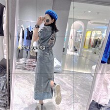 夏季重工牛仔连衣裙，女装连衣裙，南西里