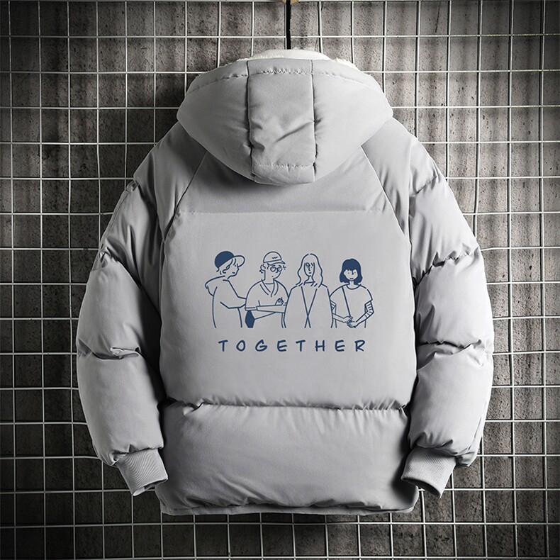 MY16191-P100 加厚加绒连帽衣男大码服男面包服男 网格挂拍图片