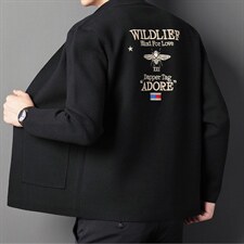 春秋季纯色长袖针织衫男印花开衫针织外套中年刺绣宽松潮流男装，男装卫衣，电商B212（原钱塘6029）