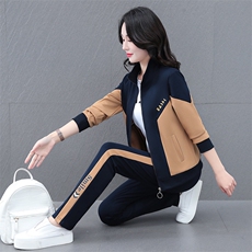 高档运动服套装女装2025春秋季新款休闲拼接长袖开衫卫衣三件套，女装套装/套裙，燕颉服饰