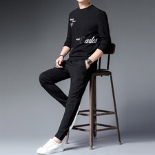 BJ9808秋季2023年新款男士长袖长裤修身休闲时尚卫衣套装P163，男装休闲套装，电商B360