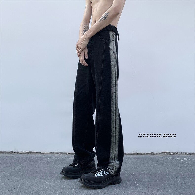 秋季美式ins高街hiphop重工艺水洗直筒牛仔裤货号K692P55,男装牛仔裤,电商A063