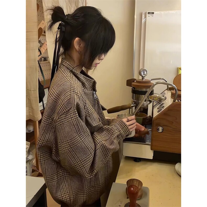 千鸟格毛呢立领外套JK098-P78,男装夹克,星座313A(原308A-2)